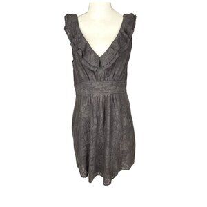 Anthropologie Maeve Mini Dress Gray Laser-Cut Lace Sundress Size M